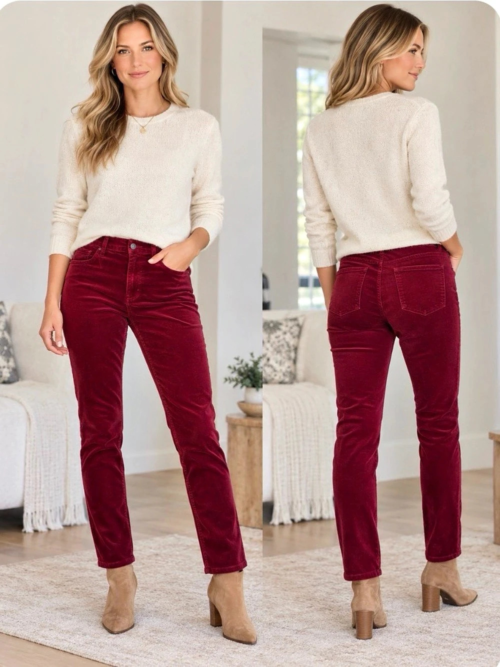 Ann Taylor LOFT super skinny velvety corduroy’s Burgundy Waist size 10